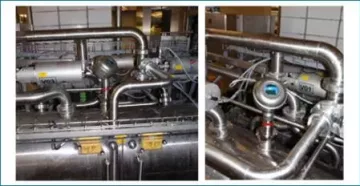 Liquid cream cheese reservoir on a filling/packing line
